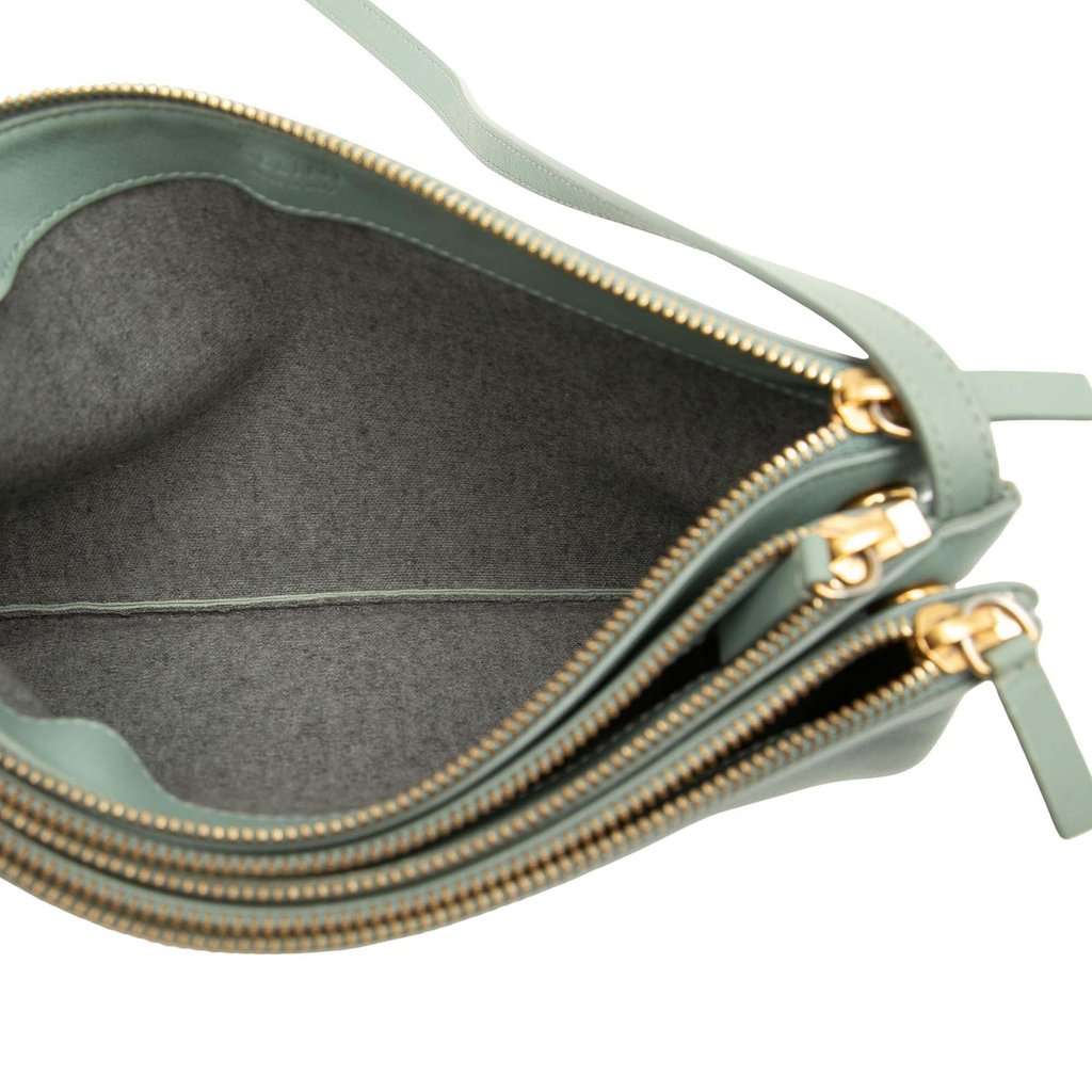 Celine Large Lambskin Trio Crossbody Green Leather Very good - Model View