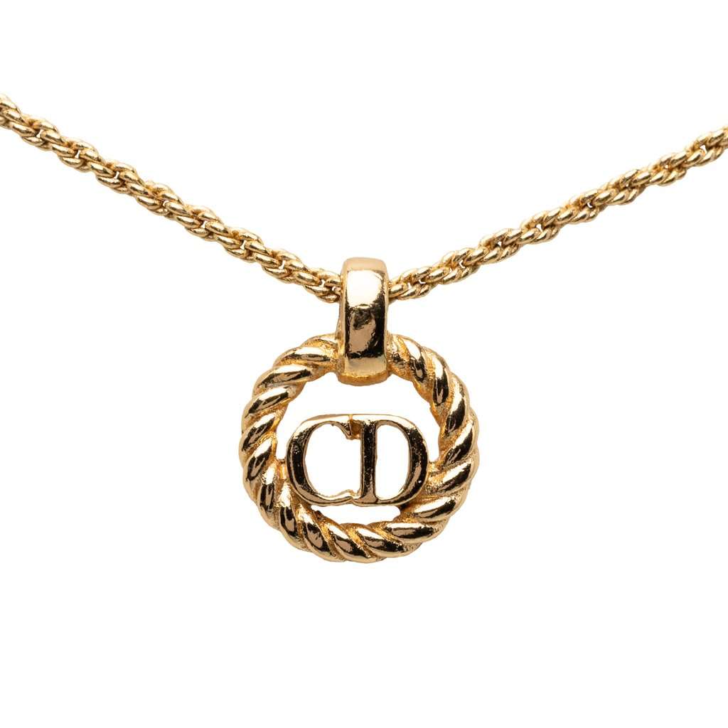 Dior Gold Plated CD Logo Pendant Necklace Gold Metal Very good condition - Back View