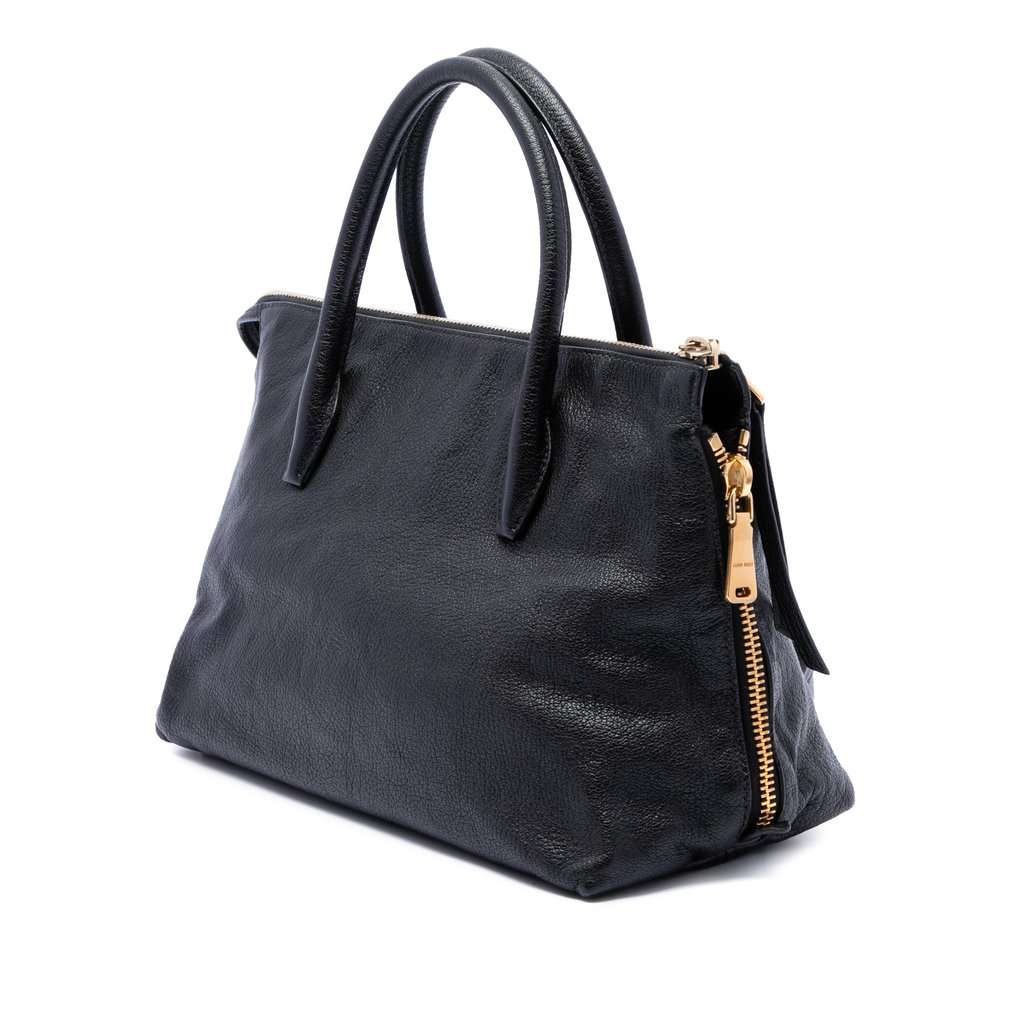 Miu Miu Goatskin Madras Zip Satchel Black Leather Very good - Back View