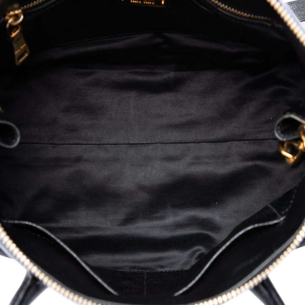 Miu Miu Goatskin Madras Zip Satchel Black Leather Very good - Model View