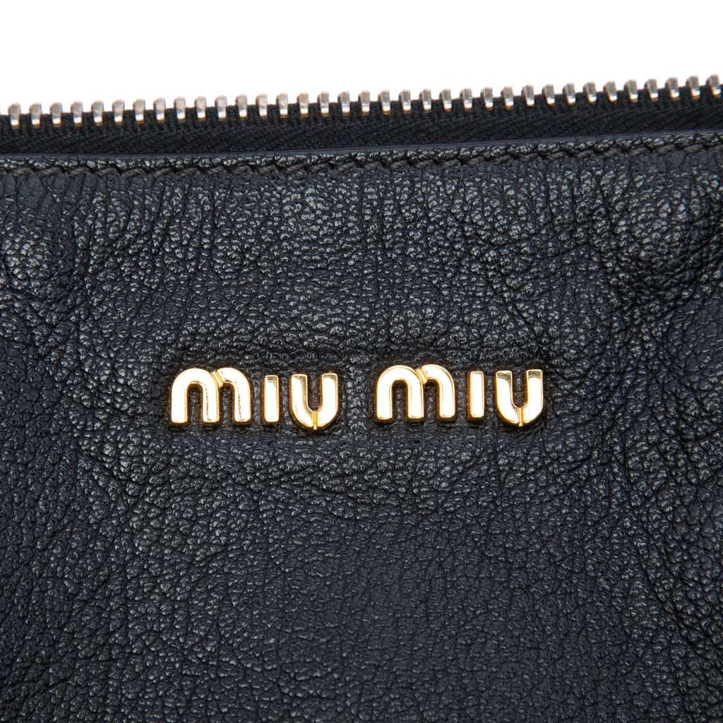 Miu Miu Goatskin Madras Zip Satchel Black Leather Very good - Box View