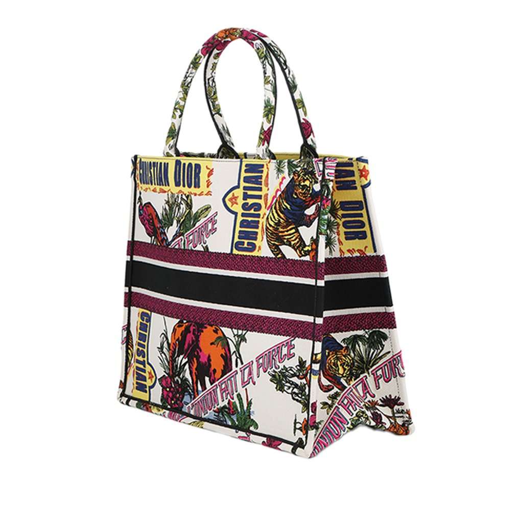 Dior Large Embroidered Canvas Indian Animals Book Tote White Very good - Back View