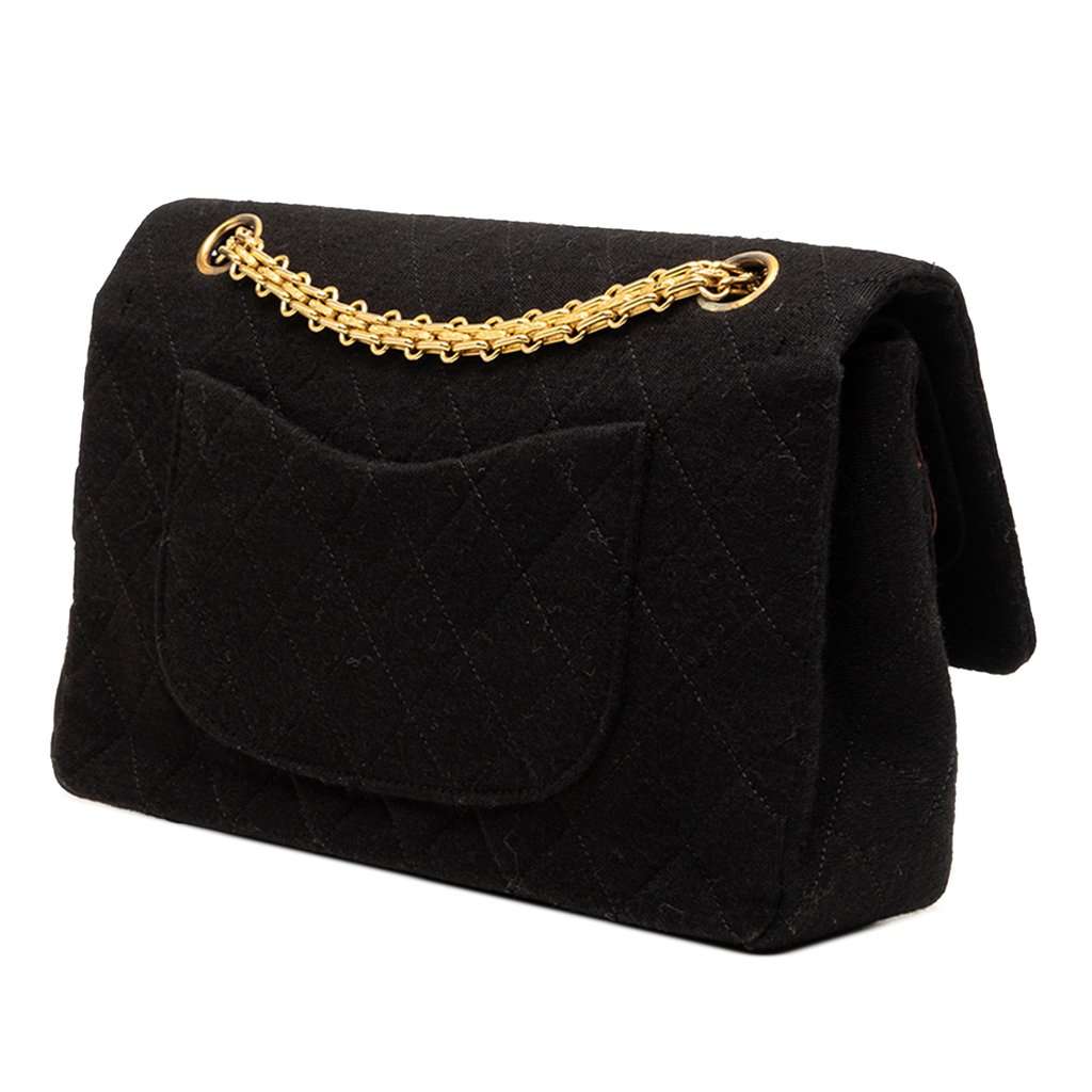 Chanel Medium Classic Jersey Bijoux Chain Double Flap Black Good condition - Back View