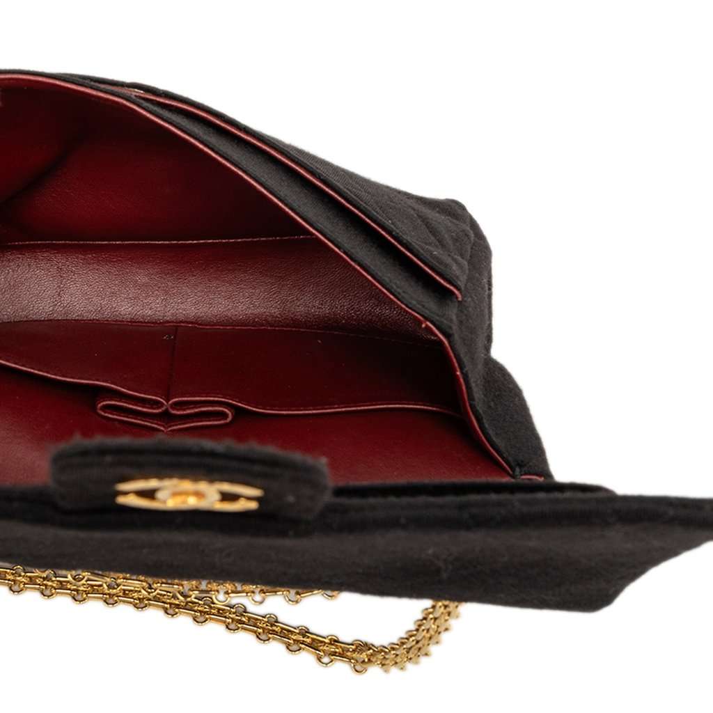 Chanel Medium Classic Jersey Bijoux Chain Double Flap Black Good condition - Model View