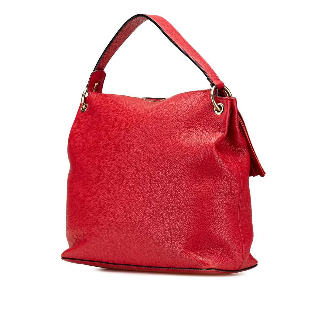 Gucci Large Pebbled Calfskin Soho Convertible Hobo Red Leather Very good condition - Back View