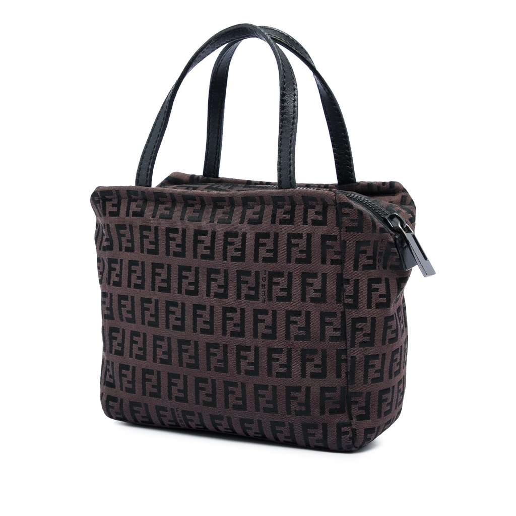 Fendi Zucchino Canvas Handbag Brown Very good condition - Back View
