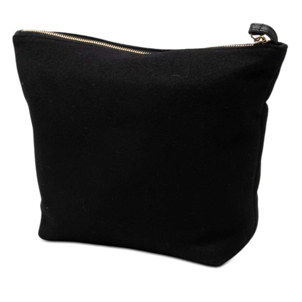Saint Laurent Wool Embroidered Rive Gauche Pouch Black Very good - Back View
