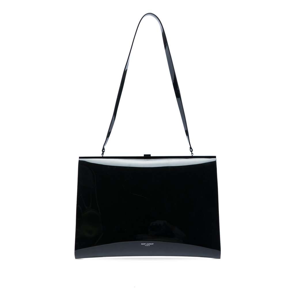 Saint Laurent Large Vinyl Le Anne Marie Shoulder Bag Black Plastic Very good - Front View