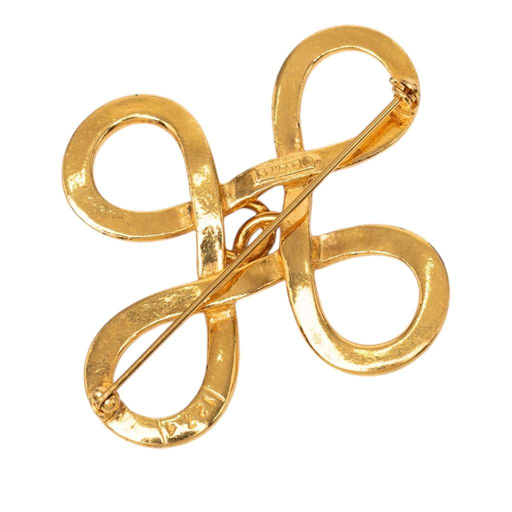 Chanel CC Gold Plated Infinity Brooch Gold Metal Very good - Back View