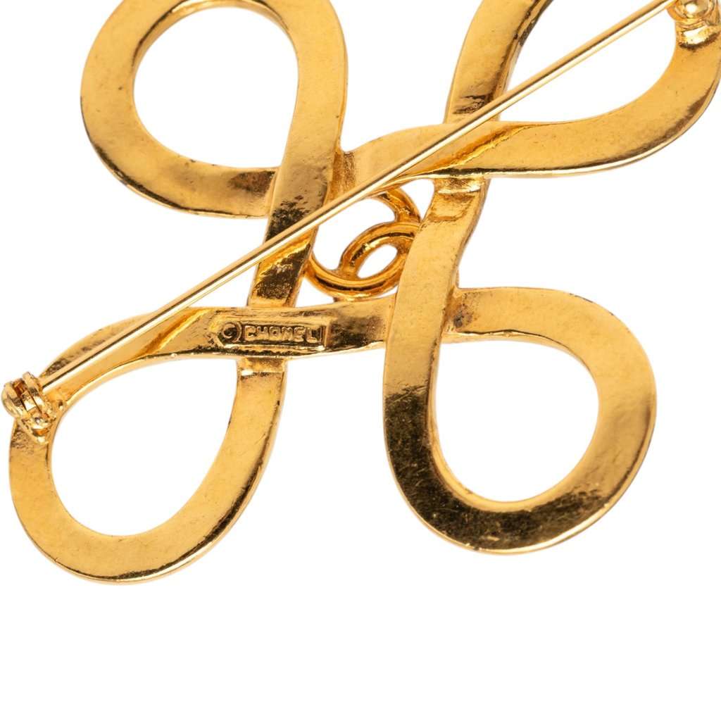 Chanel CC Gold Plated Infinity Brooch Gold Metal Very good - Inside View