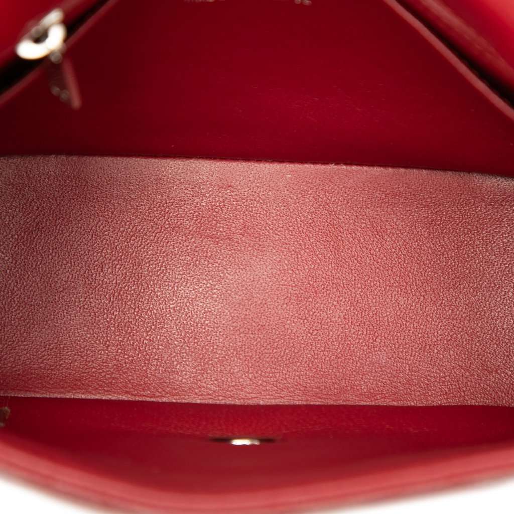 Chanel Mini Square Classic Caviar Single Flap Red Leather Very good - Model View