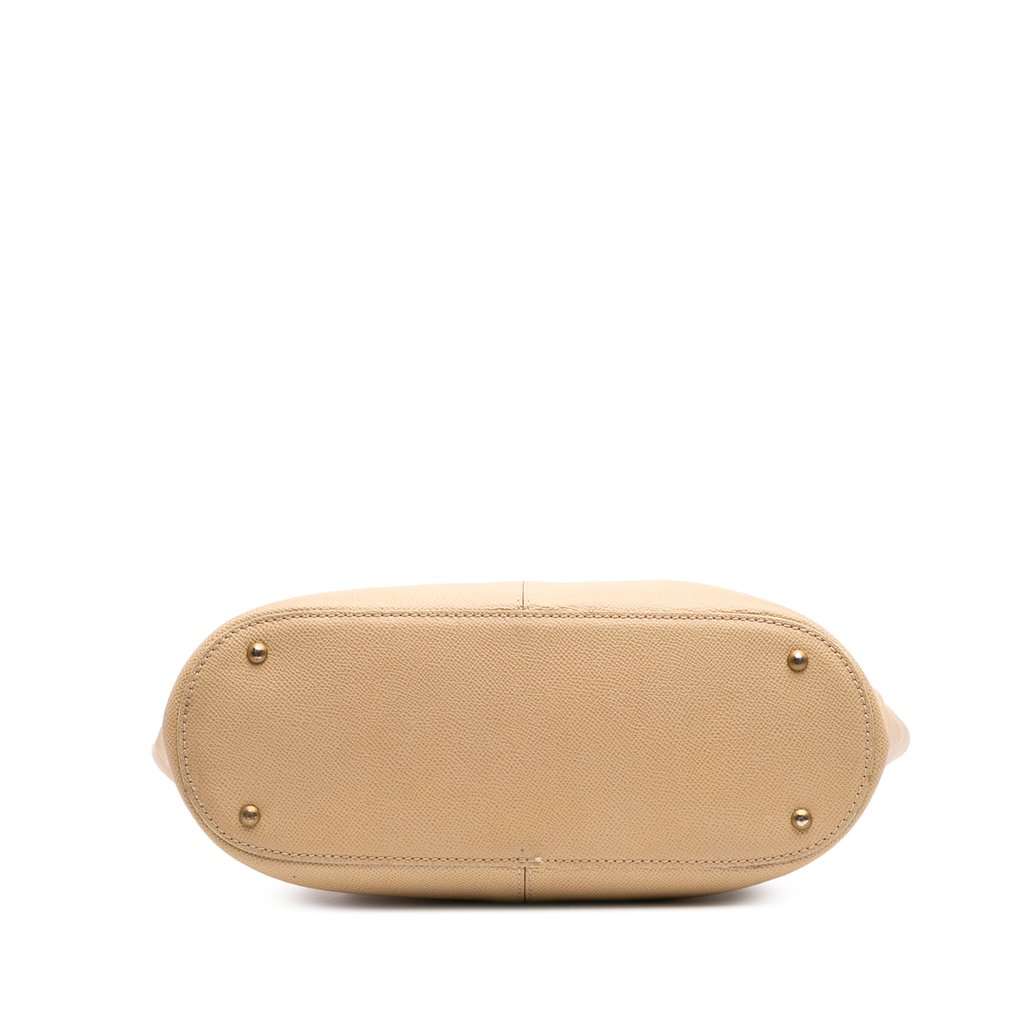 Chanel Grained Calfskin Tortoise Top Handle Tote Beige Leather Very good - Inside View