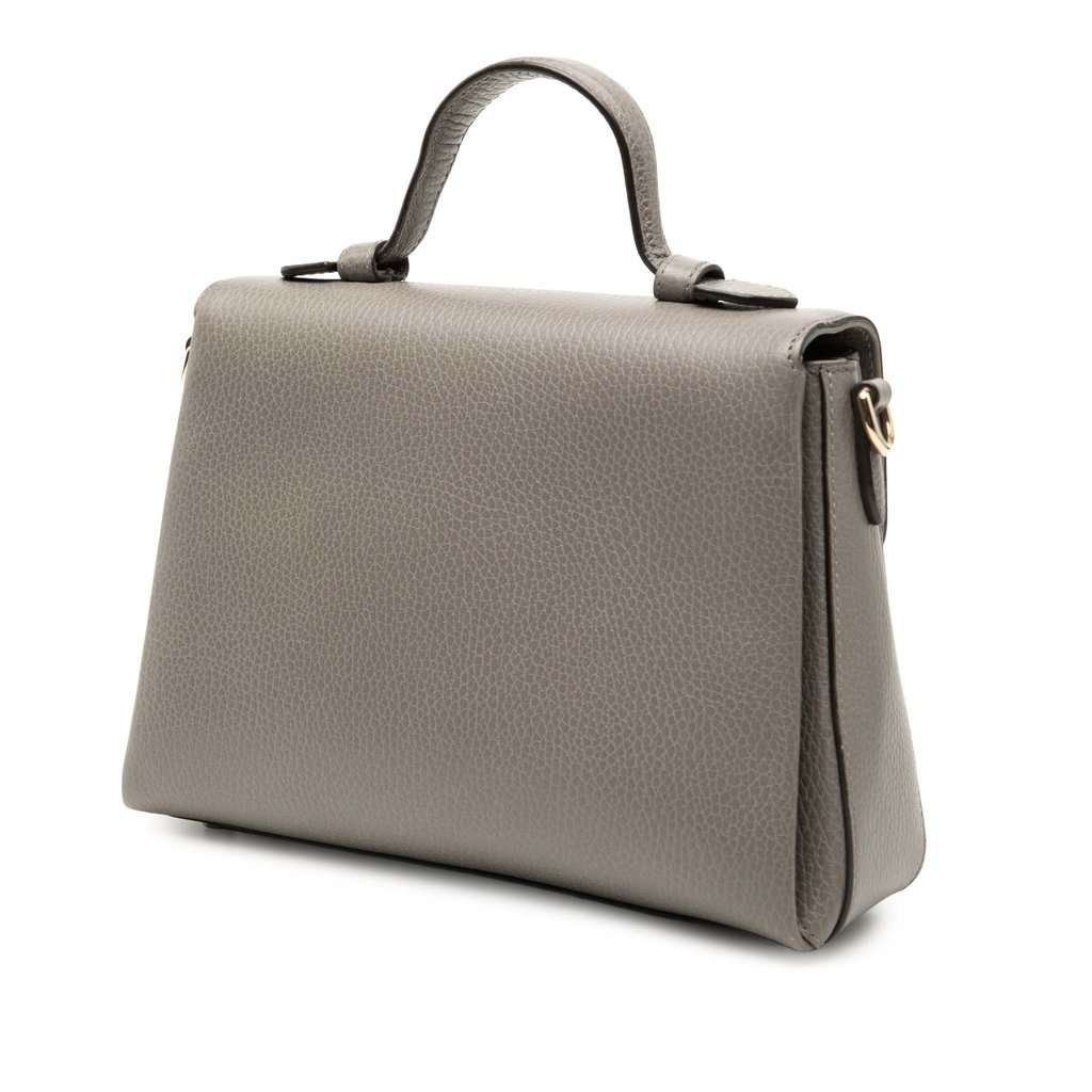 Gucci Small Dollar Calf Interlocking G Satchel Grey Leather Very good condition - Back View