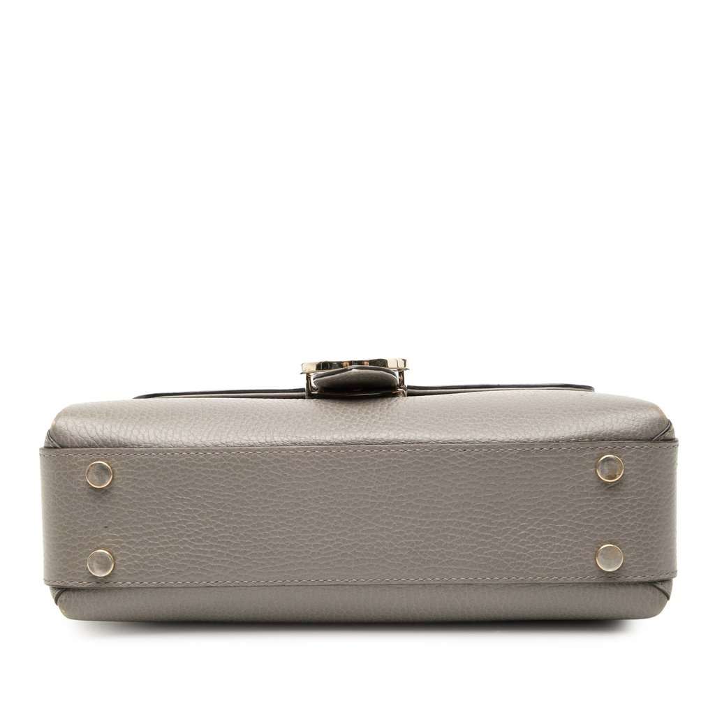Gucci Small Dollar Calf Interlocking G Satchel Grey Leather Very good condition - Inside View