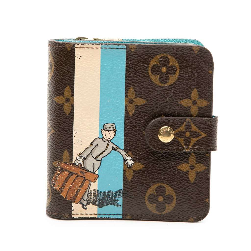 Louis Vuitton Monogram Groom Compact Zippy Wallet Brown Very good - Front View