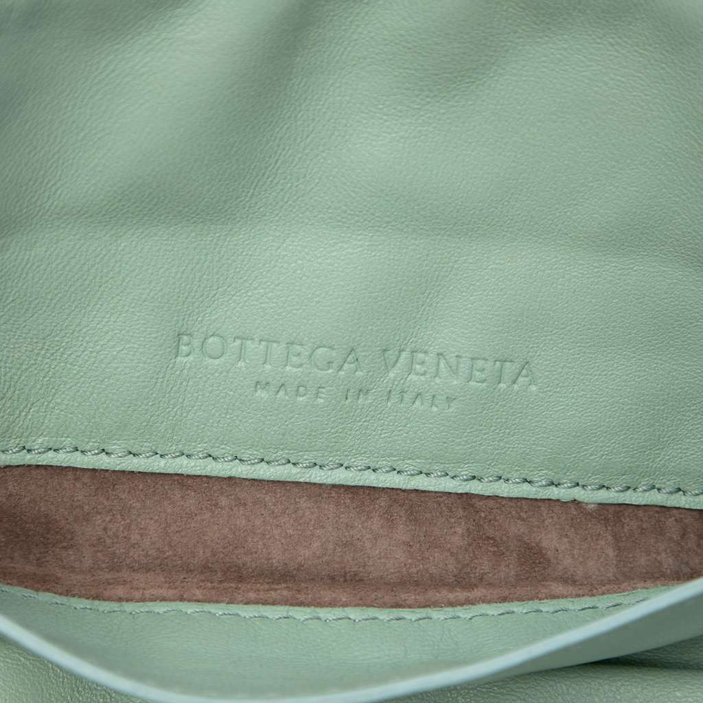 Bottega Veneta Mini Nappa Intrecciato Expandable Chain Flap Crossbody Green Leather Very good - Box View