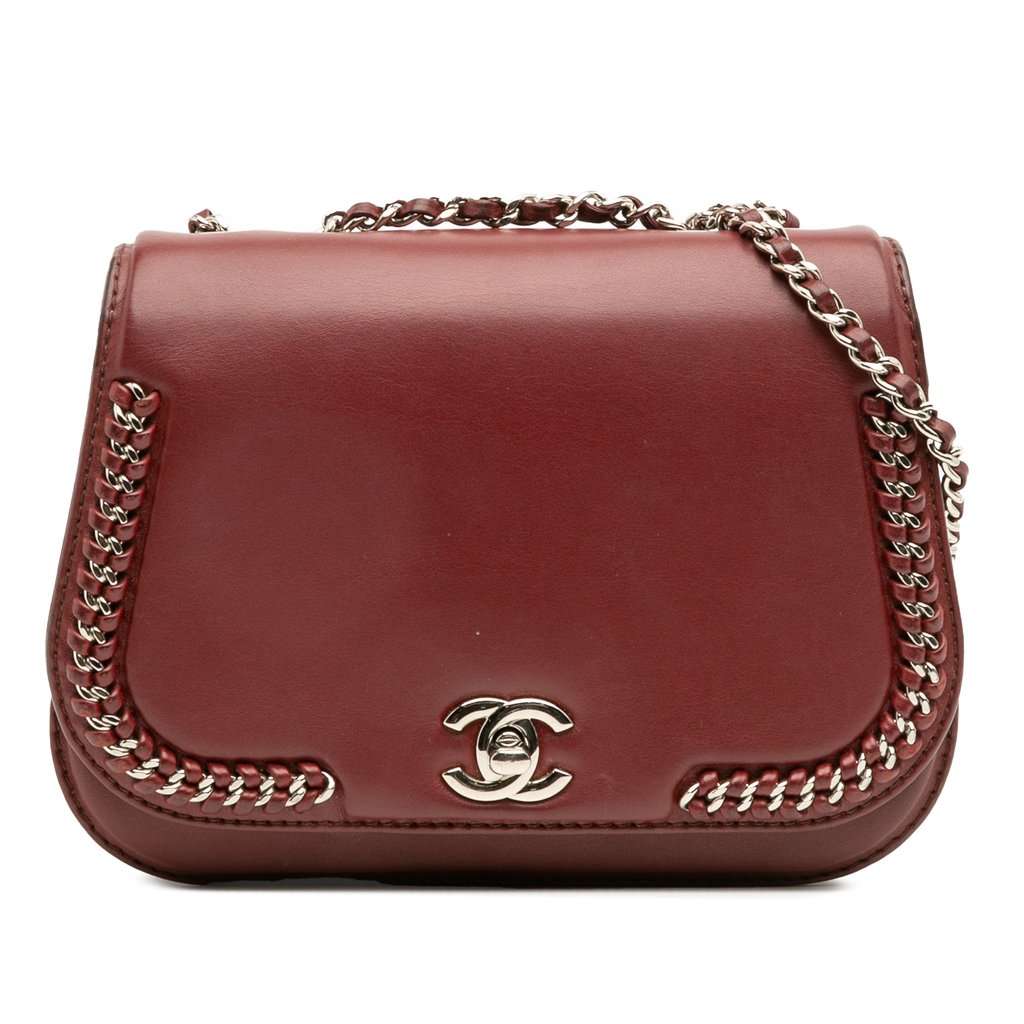 Chanel Small Calfskin Braided Chic Flap Red Leather Very good - Front View