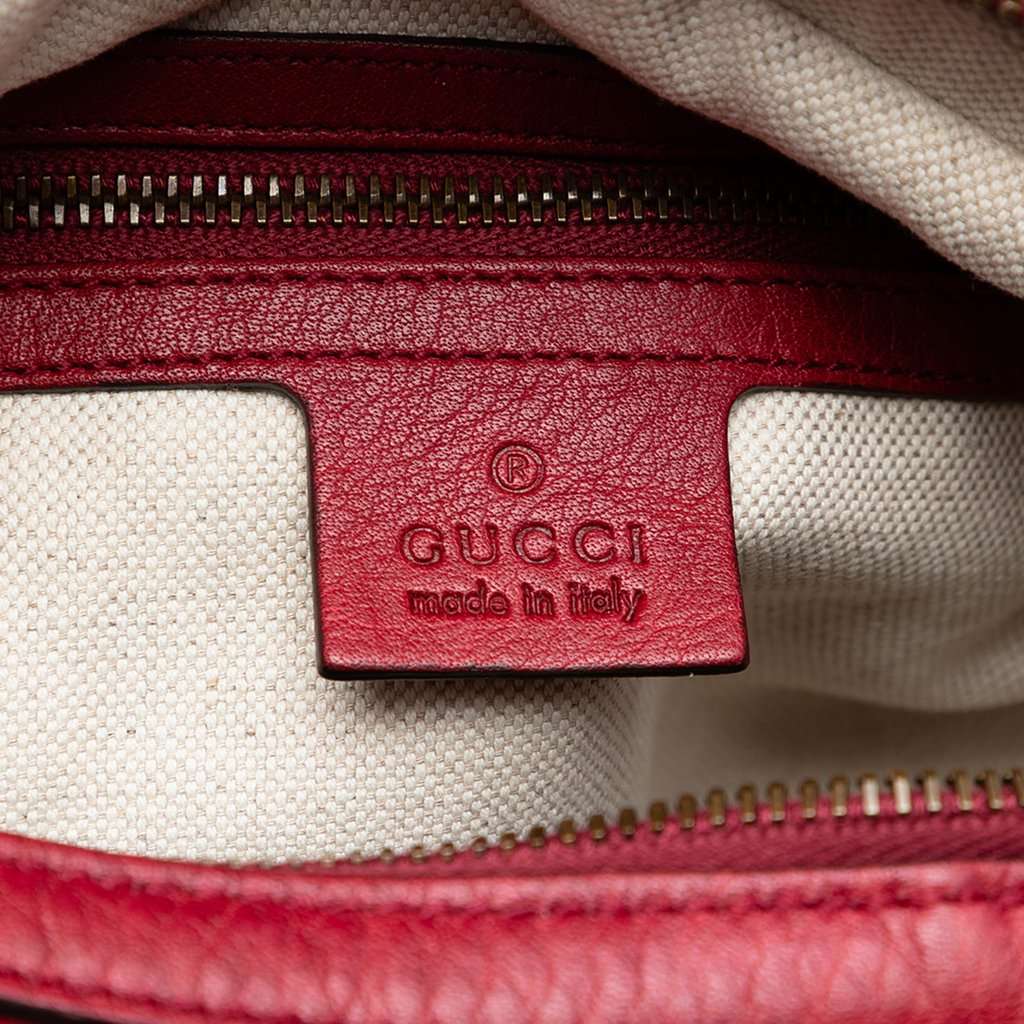 Gucci Small Grained Calfskin Miss GG Satchel Red Leather Very good condition - Box View