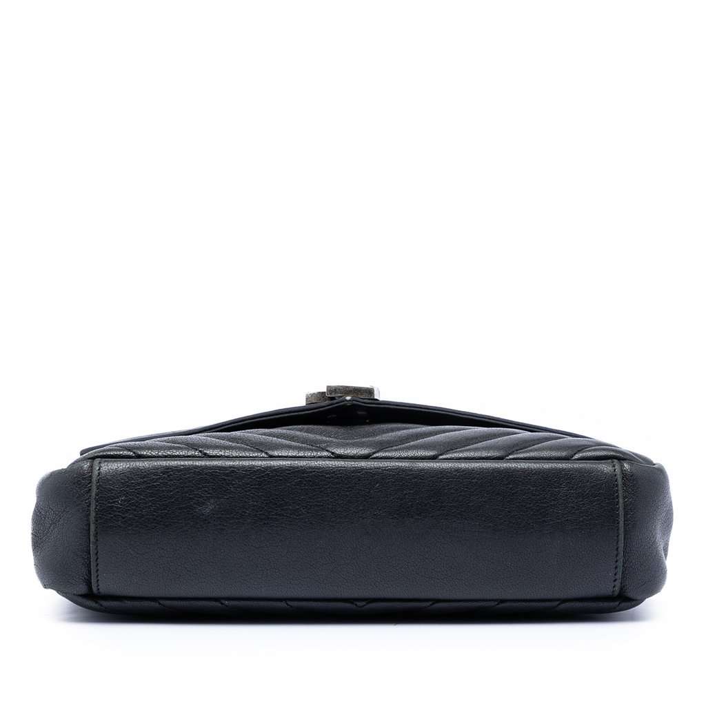 Saint Laurent Medium Chevron Sheepskin Monogram College Satchel Black Leather Very good condition - Inside View