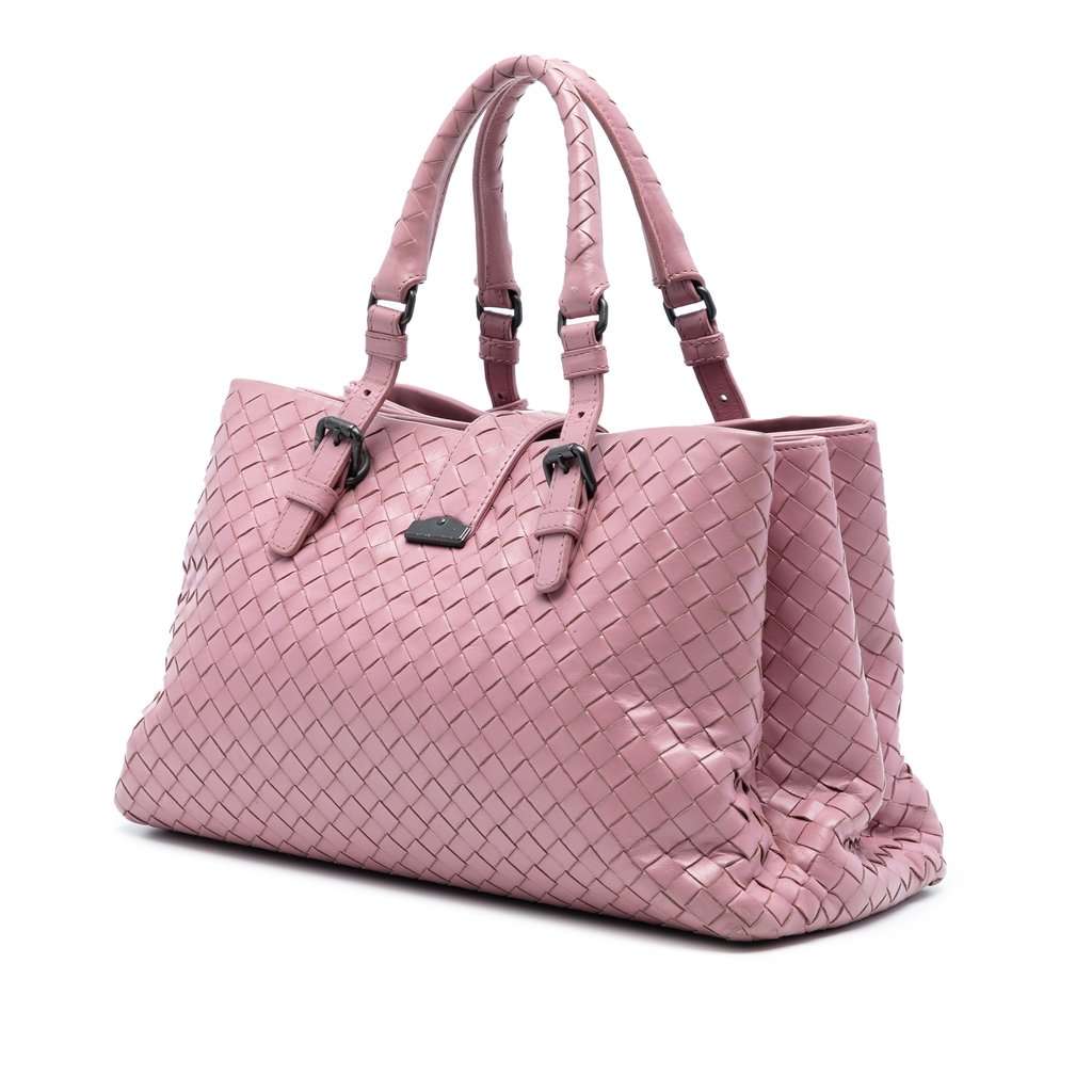 Bottega Veneta Small Nappa Intrecciato Roma Satchel Pink Leather Very good condition - Back View