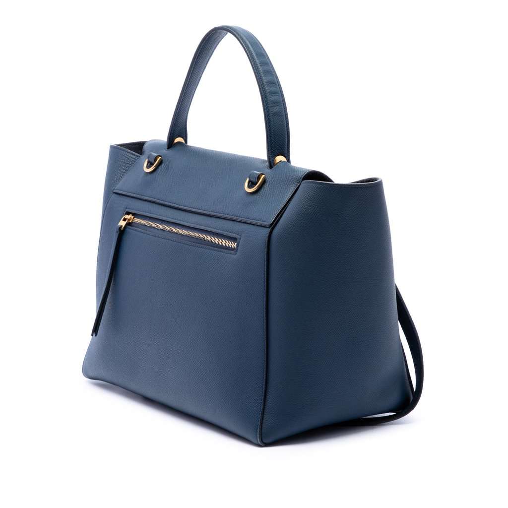 Celine Mini Grained Calfskin Belt Bag Blue Leather Very good - Back View