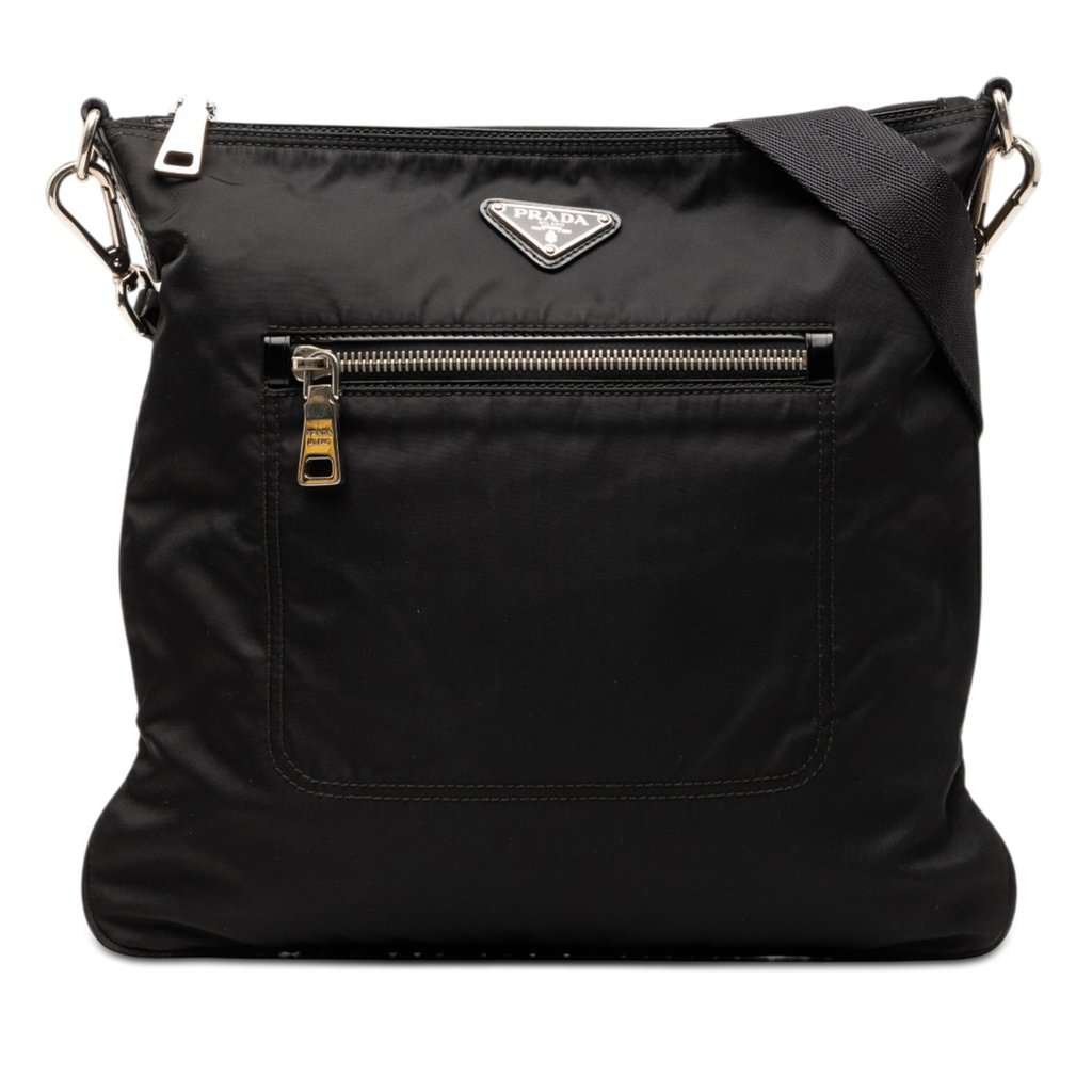 Prada Tessuto Zip Top Crossbody Black Very good condition - Front View