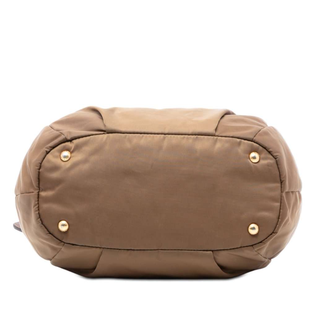 Prada Vitello Daino Trimmed Tessuto Satchel Brown Very good - Inside View