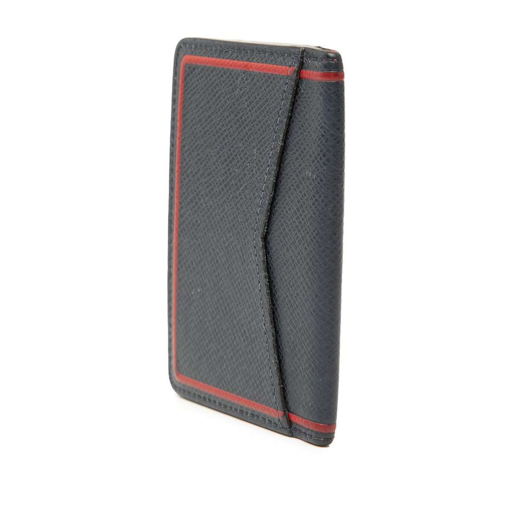 Louis Vuitton Taiga Card Holder Pocket Organizer Blue Leather Very good - Back View