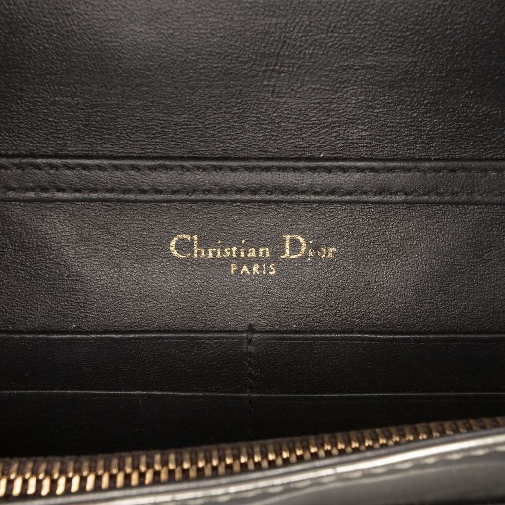 Dior Metallic Patent Microcannage Diorama Wallet on Chain Silver Leather Very good condition - Box View