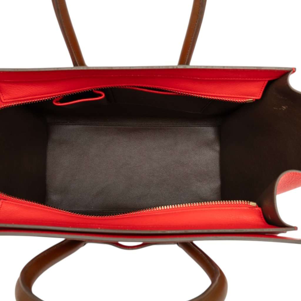 Celine Mini Bicolor Leather Luggage Tote Red Leather Very good condition - Model View
