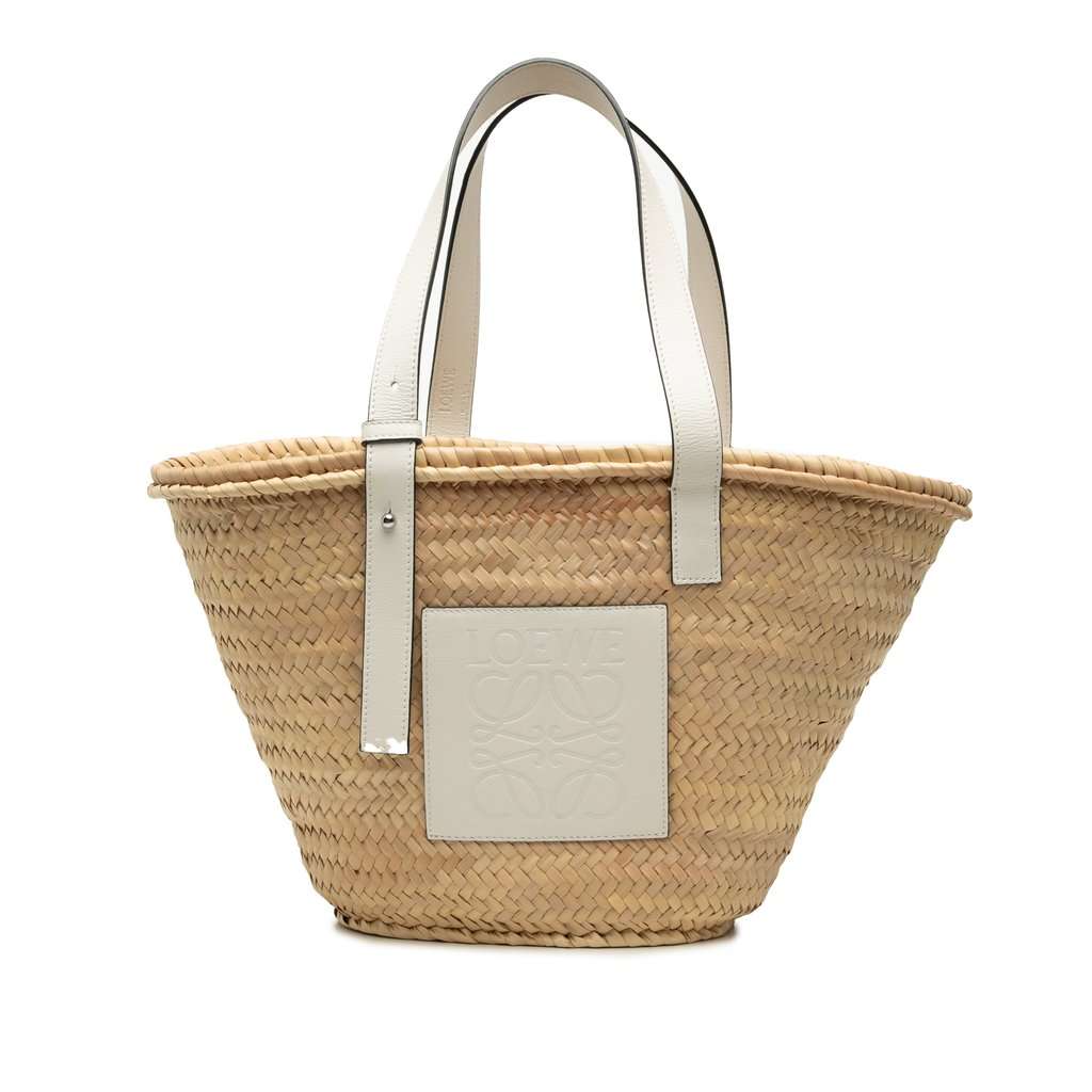 LOEWE Medium Raffia Anagram Basket Tote Beige Very good - Front View