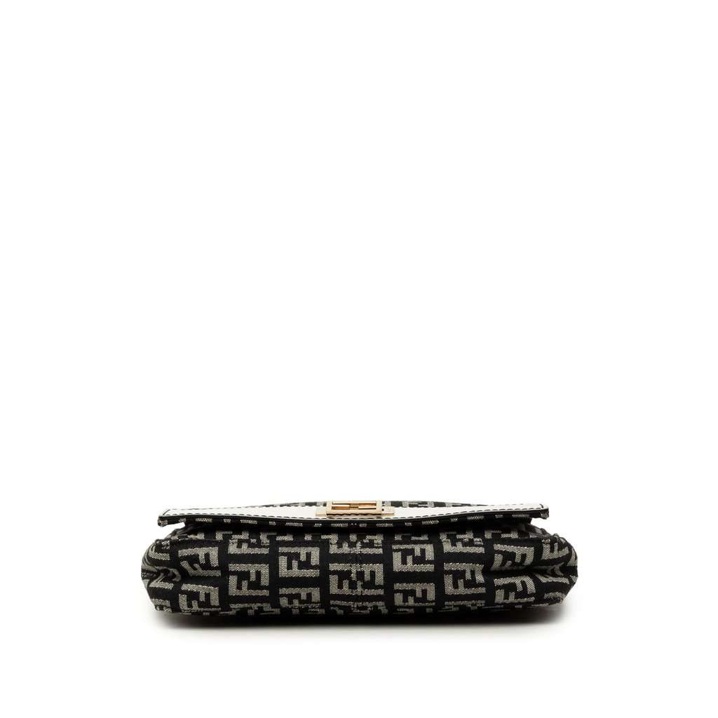 Fendi Zucchino Canvas Shoulder Bag Black Good - Inside View