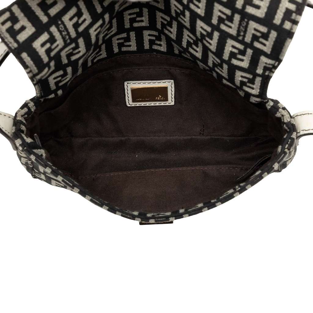 Fendi Zucchino Canvas Shoulder Bag Black Good - Model View