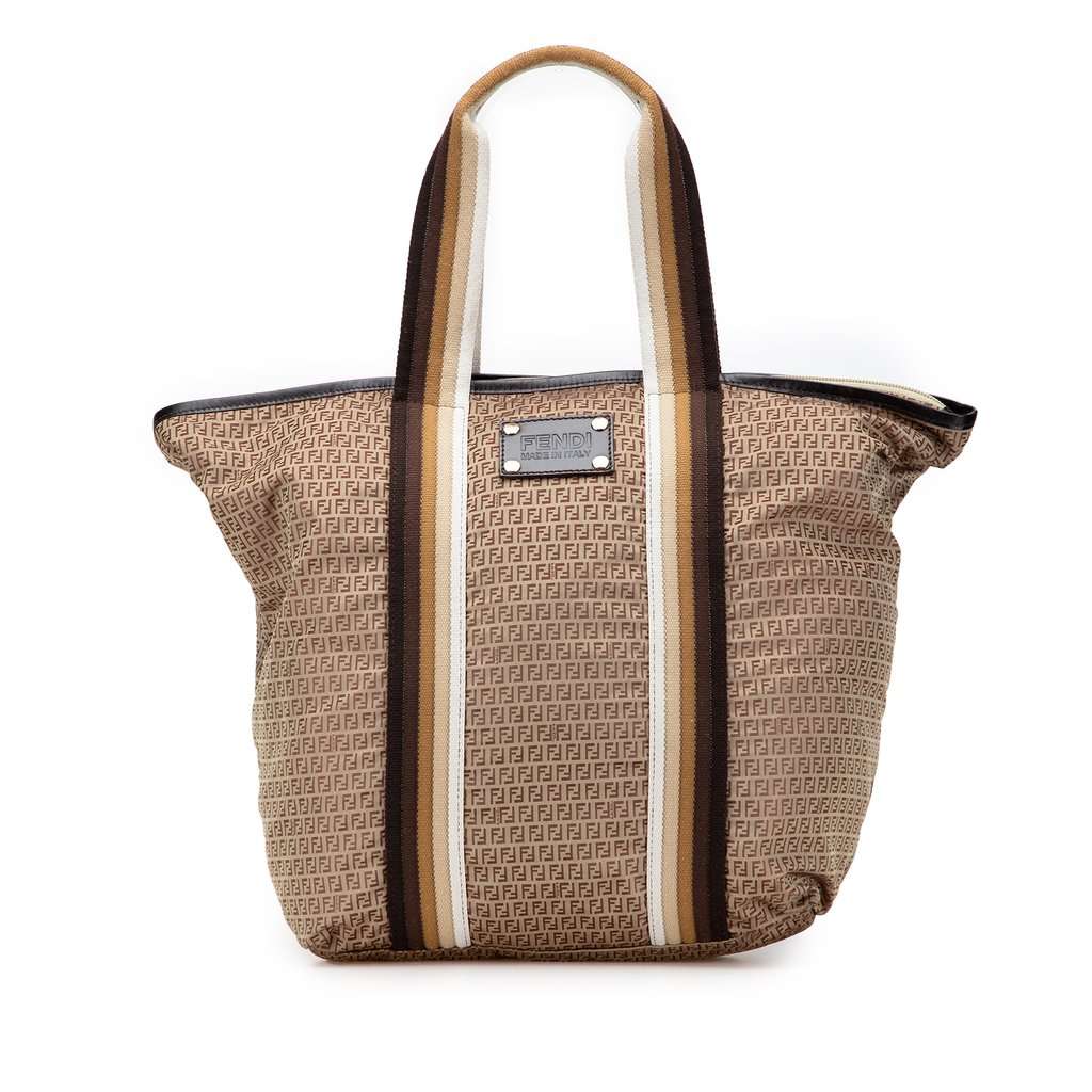 Fendi Micro Zucchino Nylon Tote Brown Very good - Front View