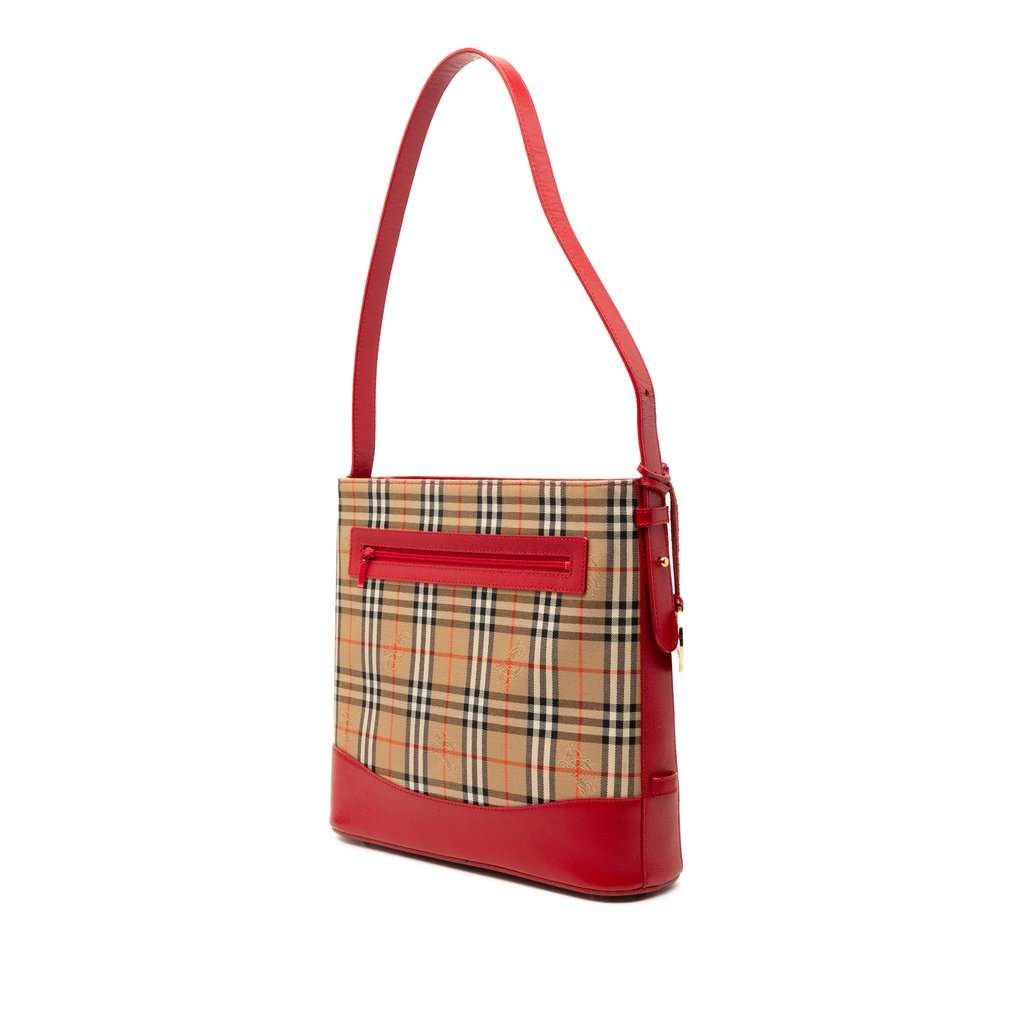 Burberry Haymarket Check Canvas Shoulder Bag Beige Very good condition - Back View