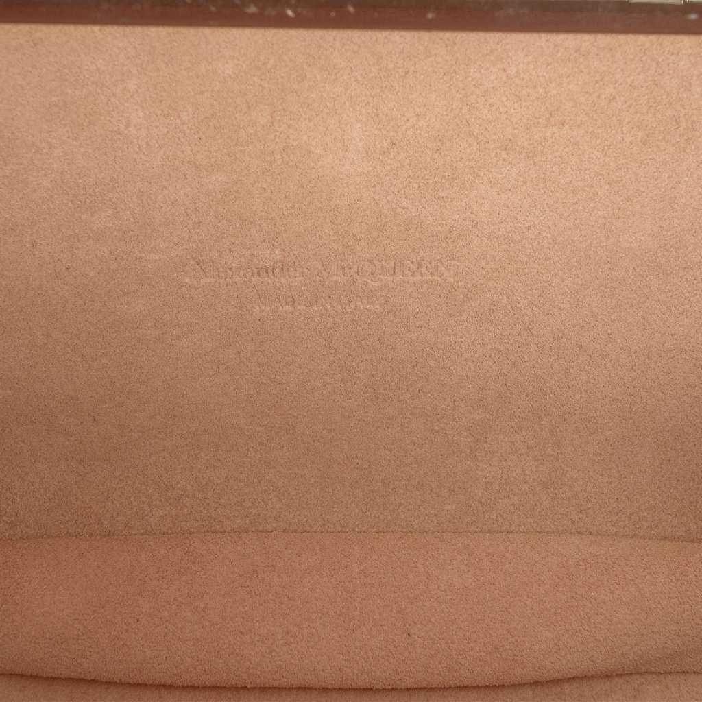 Alexander McQueen Crystal Embellished Satin Spider Clutch Brown Very good condition - Box View