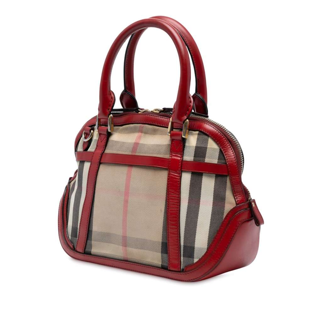 Burberry Small Leather Trimmed House Check Canvas Bridle Orchard Satchel Brown Very good - Back View