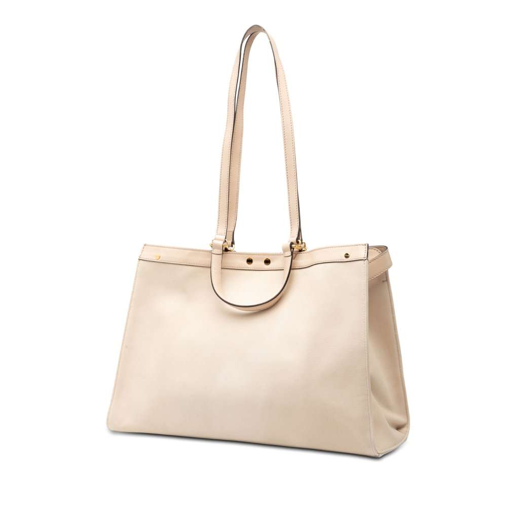 Fendi Zucca Embroidered Canvas Peekaboo X Tote Beige Very good - Back View