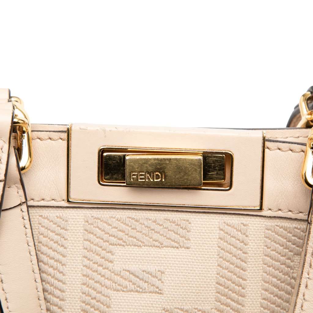 Fendi Zucca Embroidered Canvas Peekaboo X Tote Beige Very good - Box View