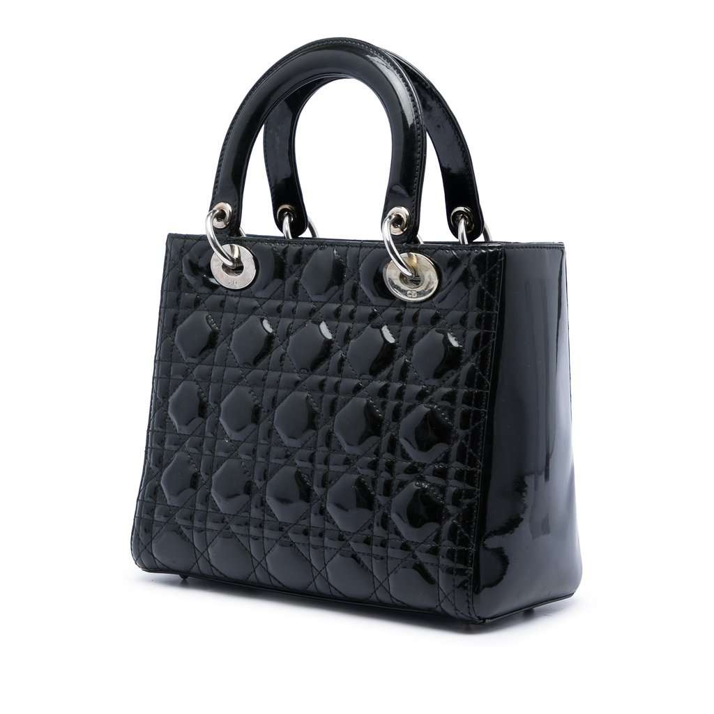 Dior Medium Patent Cannage Lady Dior Black Leather Very good condition - Back View