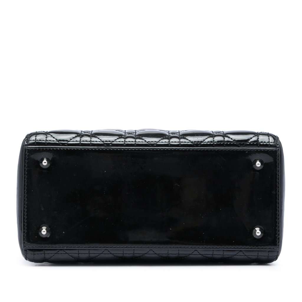 Dior Medium Patent Cannage Lady Dior Black Leather Very good condition - Inside View