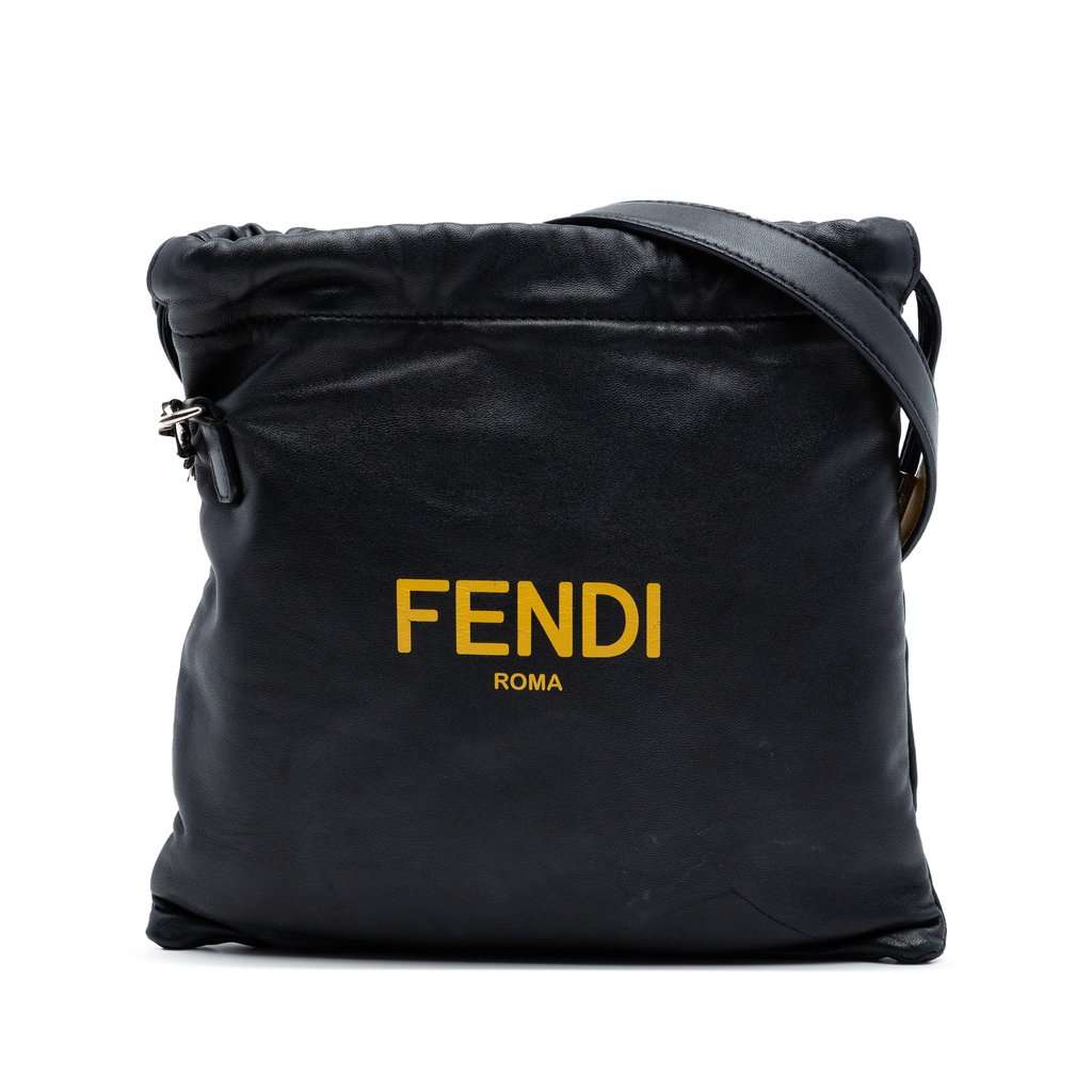 Fendi Leather Pack Pouch Bag Black Leather Very good - Front View