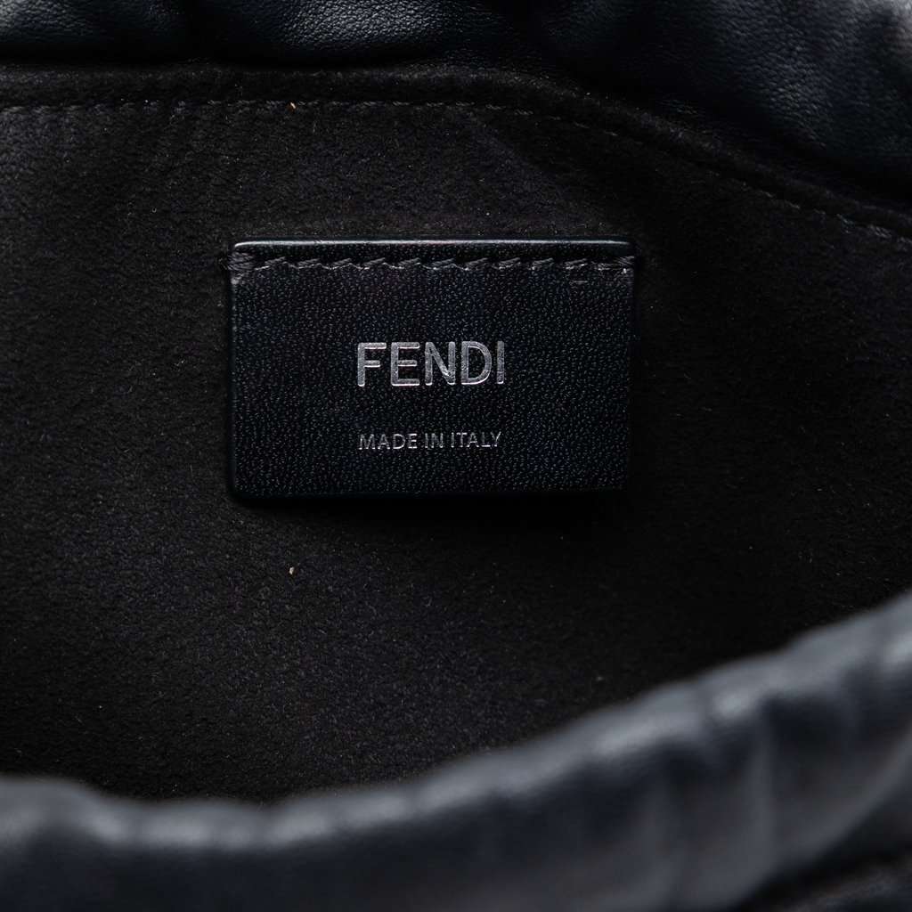 Fendi Leather Pack Pouch Bag Black Leather Very good - Box View