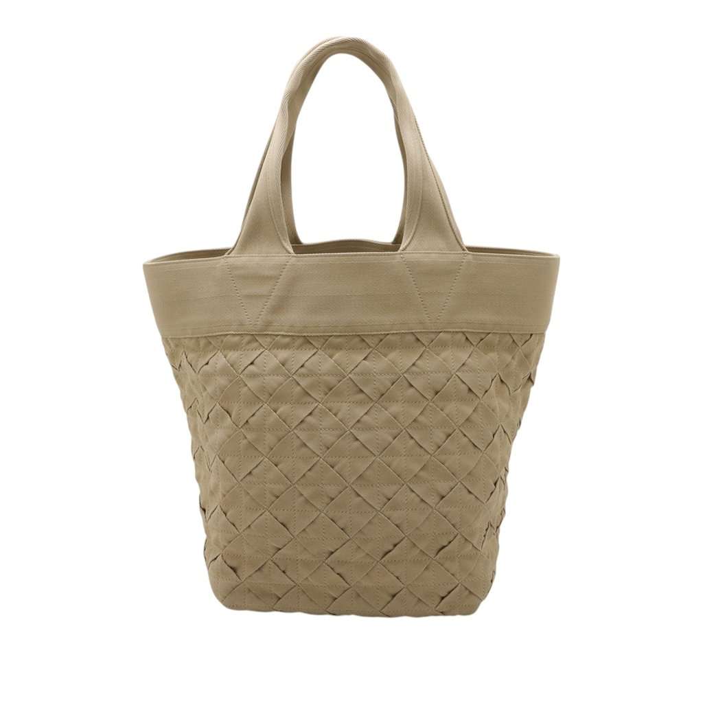 Bottega Veneta Canvas Intrecciato Webbing Open Tote Beige Very good condition - Front View