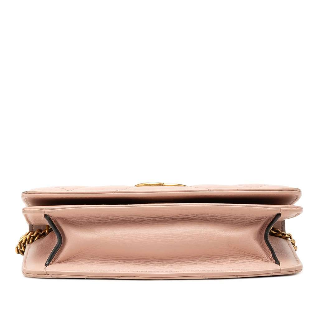 Gucci Mini GG Marmont Matelasse Calfskin Wallet On Chain Pink Leather Very good condition - Inside View