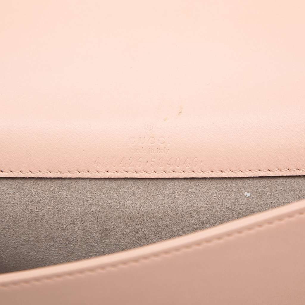 Gucci Mini GG Marmont Matelasse Calfskin Wallet On Chain Pink Leather Very good condition - Box View