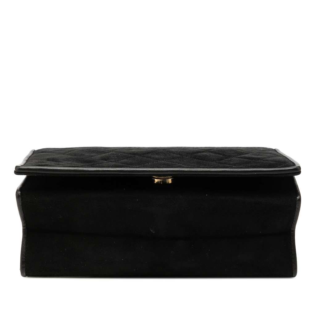 Chanel Small CC Quilted Suede Chain Crossbody Black Leather Very good condition - Inside View