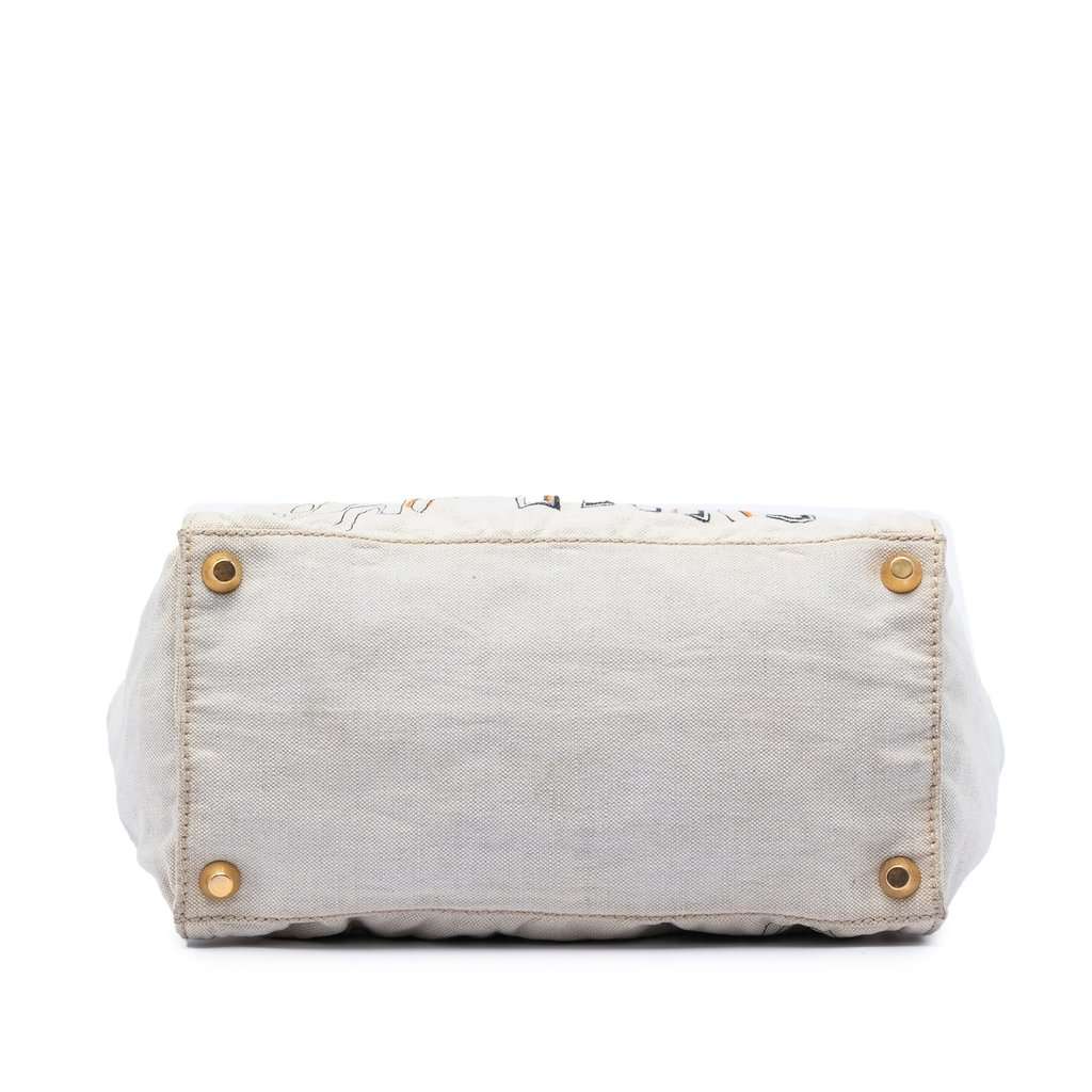 Miu Miu Printed Canvas Tote White Very good condition - Inside View