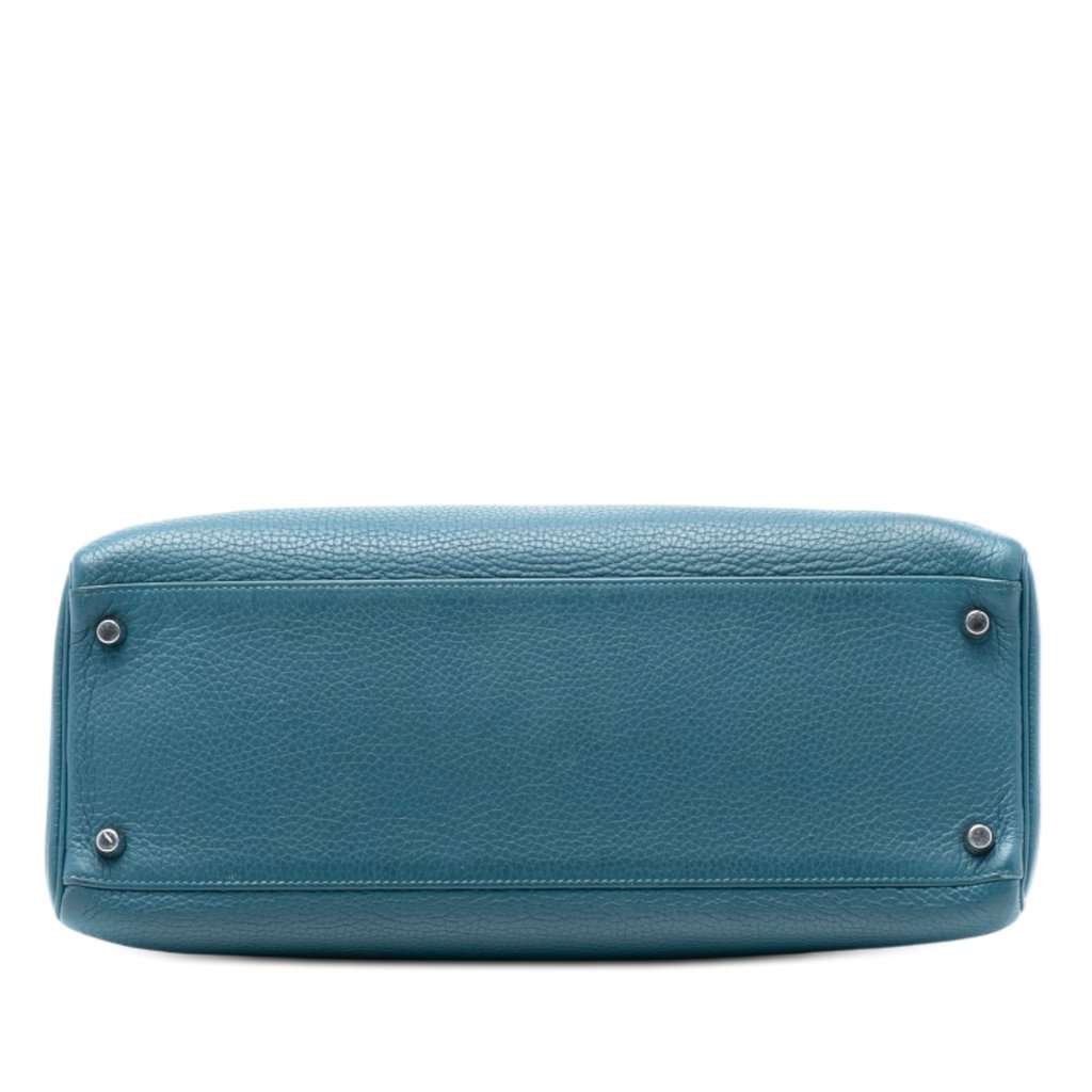 Hermès Clemence Kelly II Retourne 35 Blue Leather Very good condition - Inside View