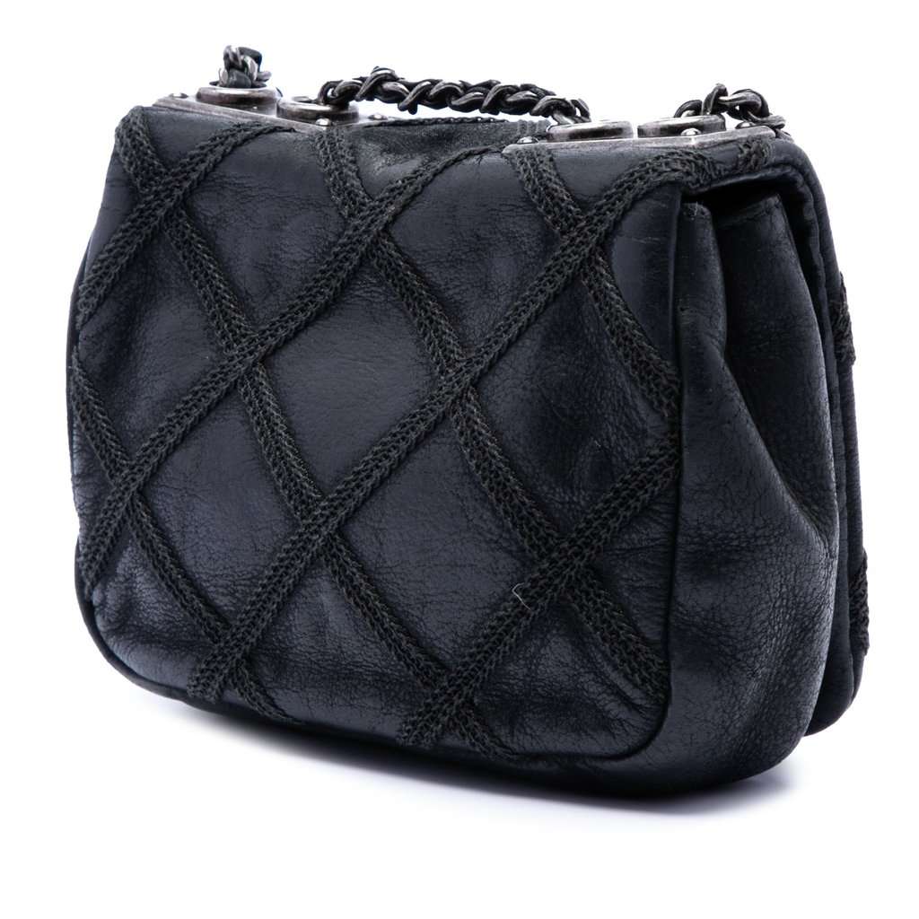 Chanel Mini CC Iridescent Calfskin Diamond Stitch Flap Black Leather Very good - Back View